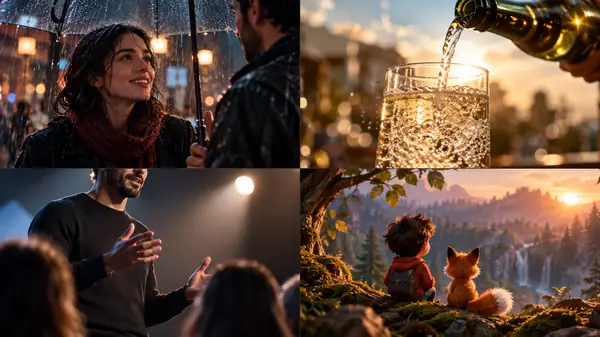 Illustrated ideas for video scenes; examples, not generated outputs