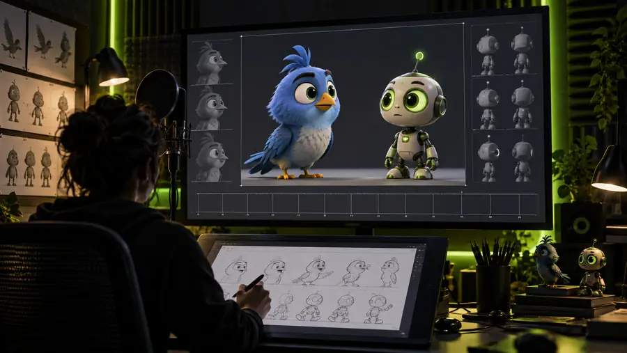 Character scene before dialogue-aligned mouth movement