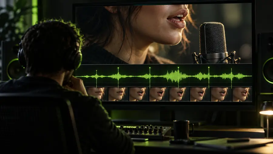 Face with mouth movement aligned to speech